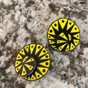 Real leather punk rock circular earrings